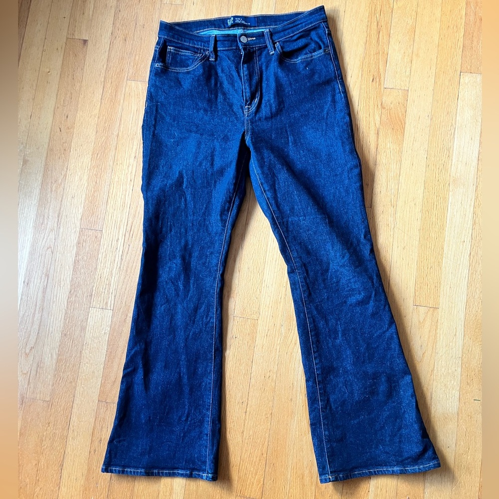 Gap 70s Flare dark denim jeans, size 12.